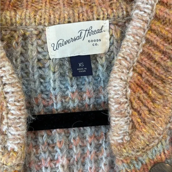 Universal Thread Multicolor Knit Cardigan - Peach, Gray, Cream - Picture 3 of 3